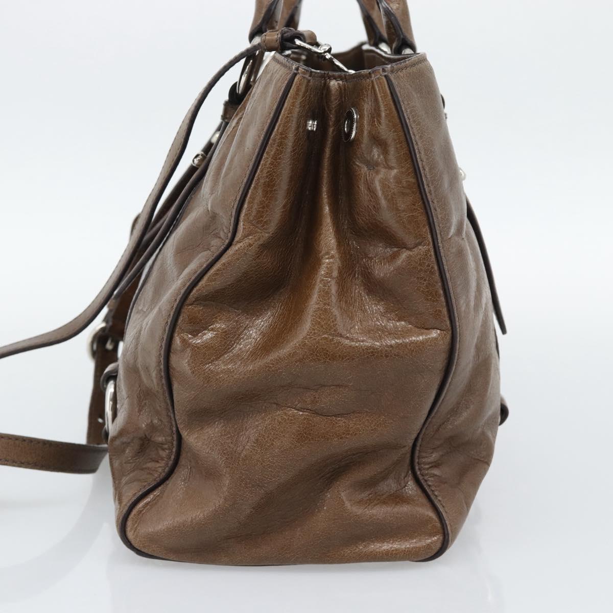 Miu Miu Hand Bag Leather 2way Brown Silver Auth yk20645M - Jerrillo image 4
