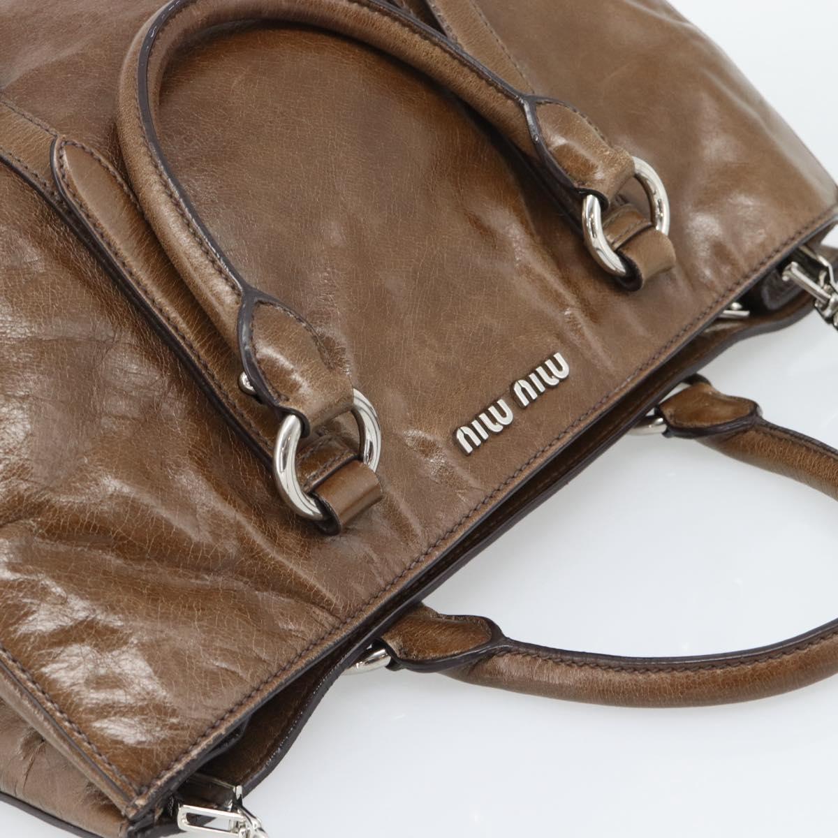 Miu Miu Hand Bag Leather 2way Brown Silver Auth yk20645M - Jerrillo image 6