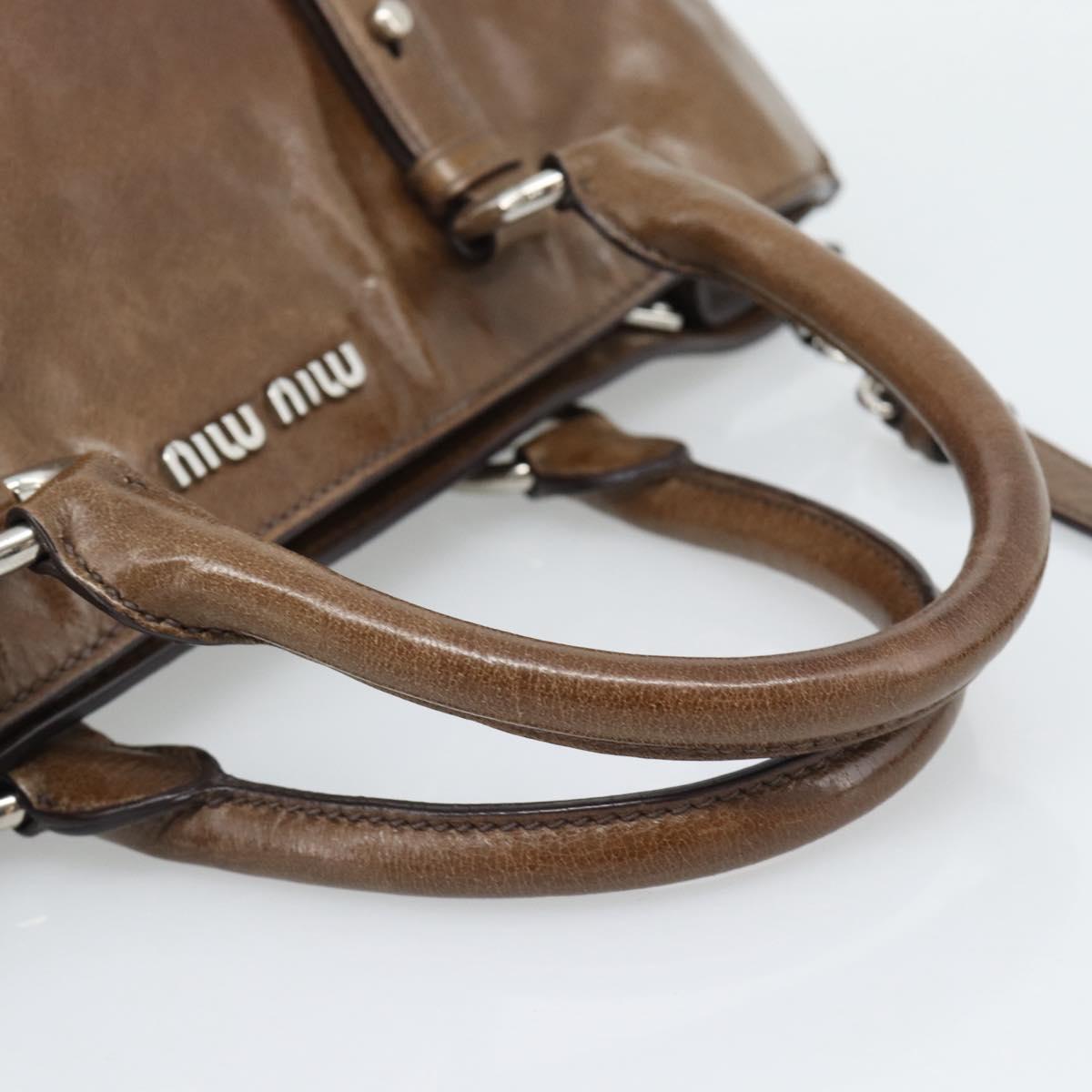 Miu Miu Hand Bag Leather 2way Brown Silver Auth yk20645M - Jerrillo image 7