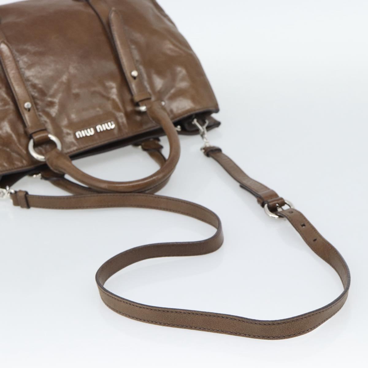 Miu Miu Hand Bag Leather 2way Brown Silver Auth yk20645M - Jerrillo image 8