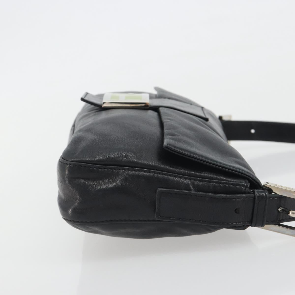 FENDI Mamma Baguette Shoulder Bag Leather Black Silver Auth yk20676SAM - Jerrillo image 3