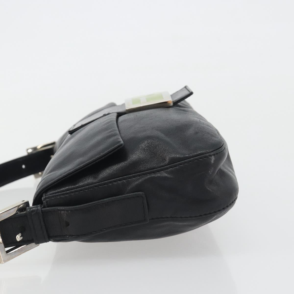 FENDI Mamma Baguette Shoulder Bag Leather Black Silver Auth yk20676SAM - Jerrillo image 4