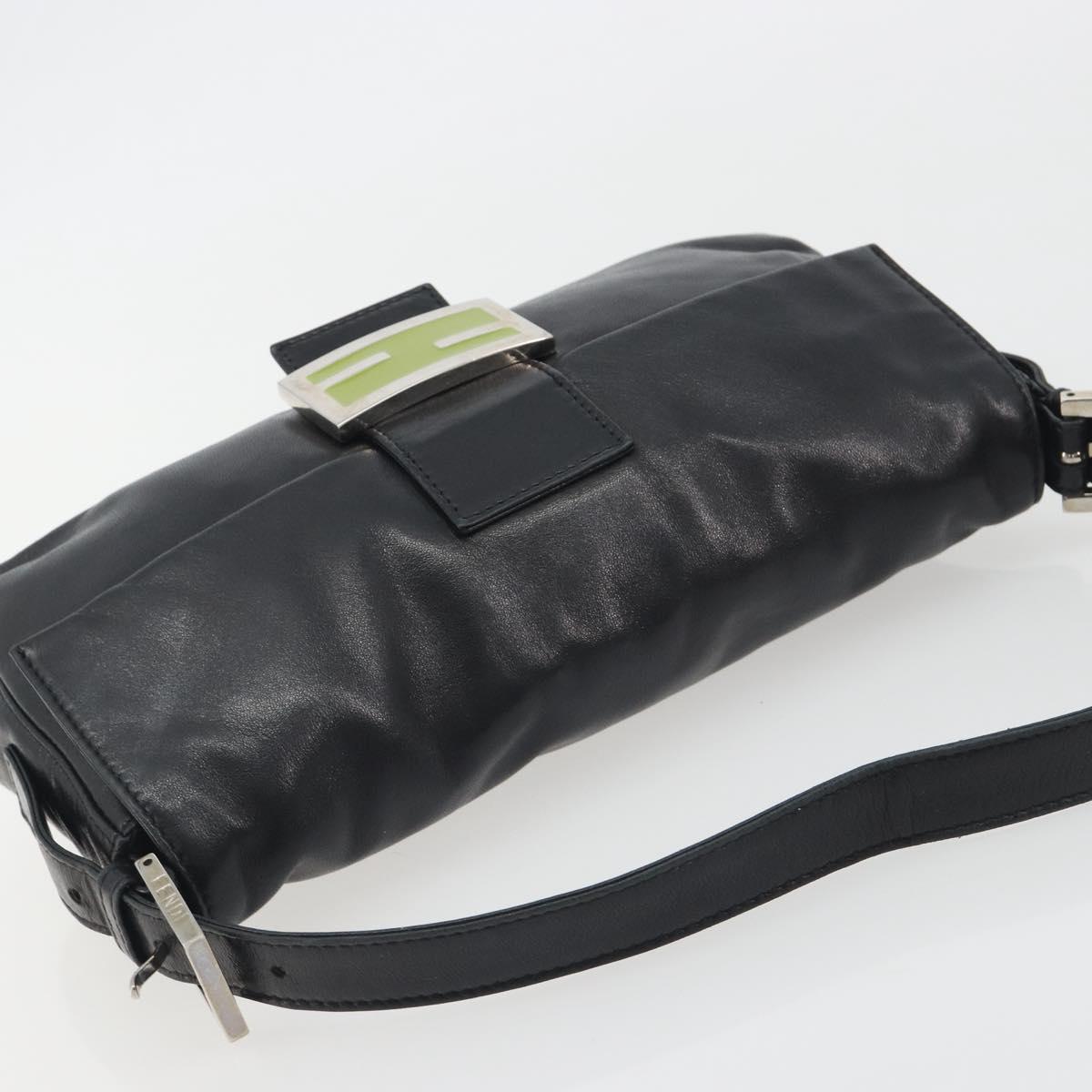 FENDI Mamma Baguette Shoulder Bag Leather Black Silver Auth yk20676SAM - Jerrillo image 6