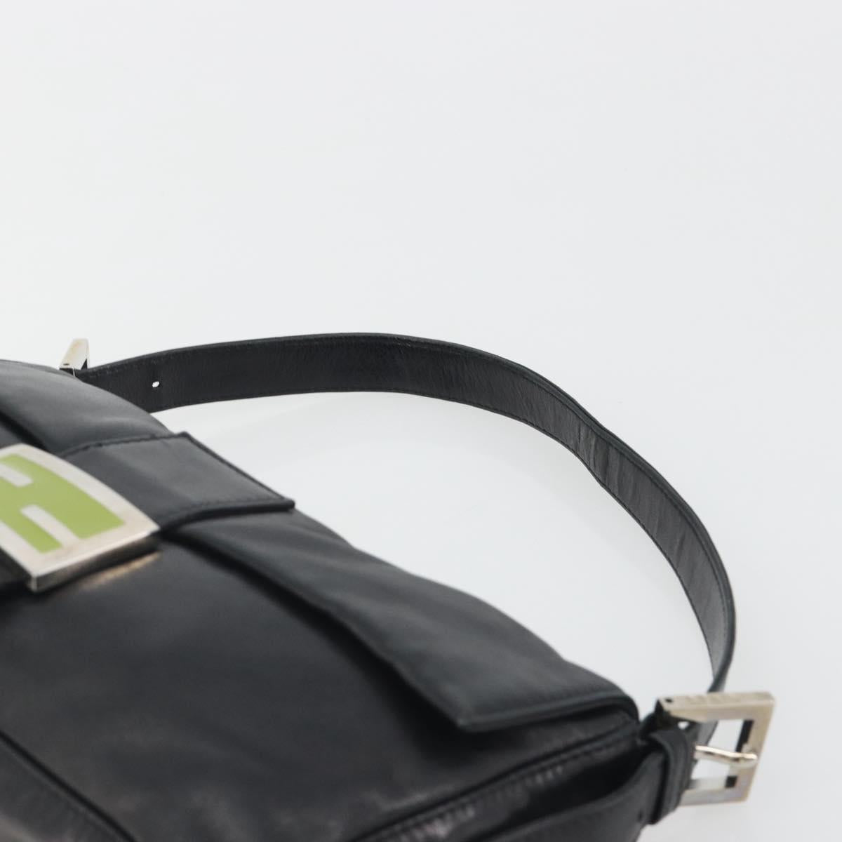 FENDI Mamma Baguette Shoulder Bag Leather Black Silver Auth yk20676SAM - Jerrillo image 8