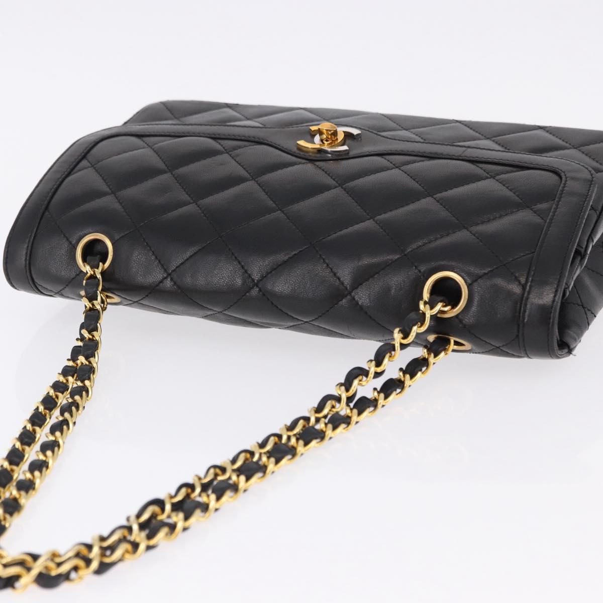 CHANEL Matelasse 28 Chain Hand Bag Lamb Skin Paris Limited Black Auth yk20684SAM - Jerrillo image 6