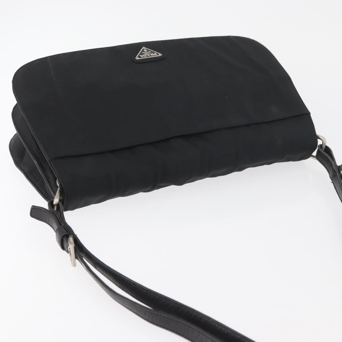 PRADA Shoulder Bag Nylon Black Silver Auth YKZ1095A - Jerrillo image 6