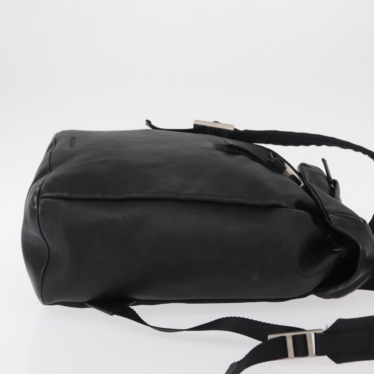 PRADA Backpack Leather Black Silver Auth 121332 - Jerrillo image 3