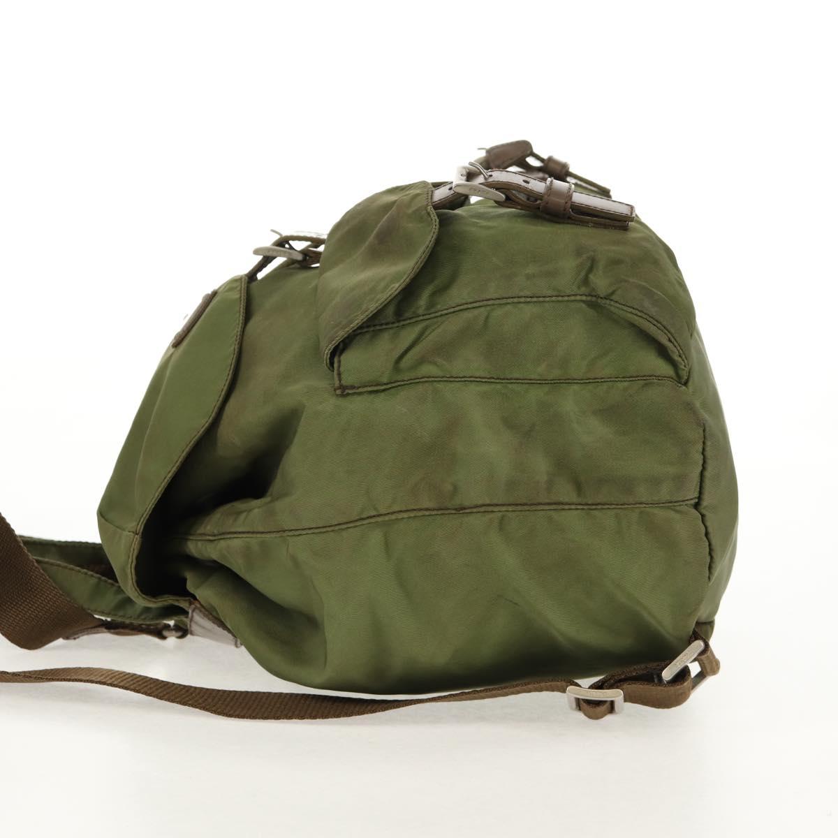 PRADA Backpack Nylon Khaki Silver Auth 148793 - Jerrillo image 5