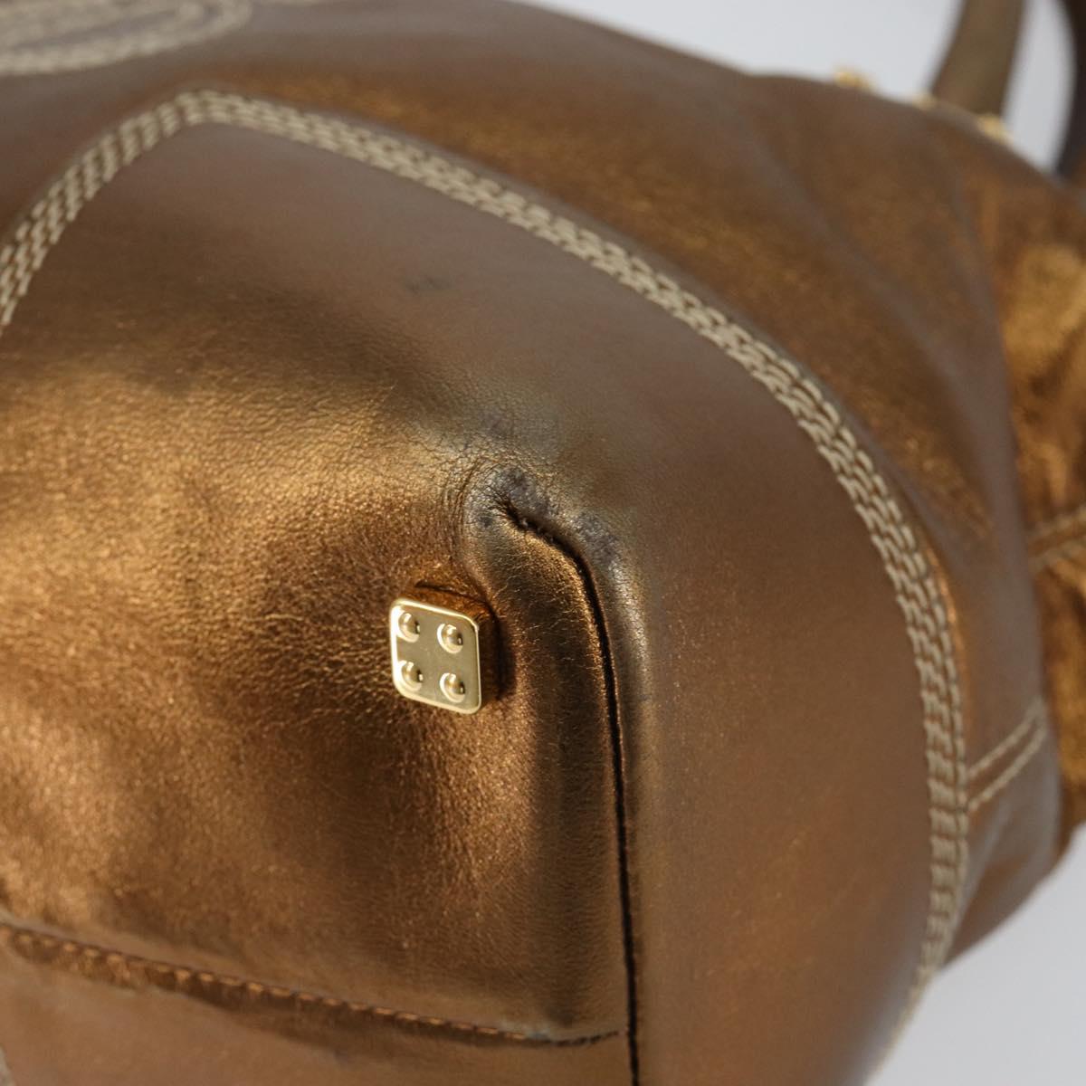 LOEWE Anagram Justa Hand Bag Leather Bronze Gold Auth 148910 - Jerrillo image 10