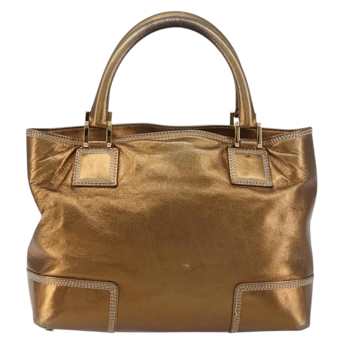 LOEWE Anagram Justa Hand Bag Leather Bronze Gold Auth 148910 - Jerrillo image 3