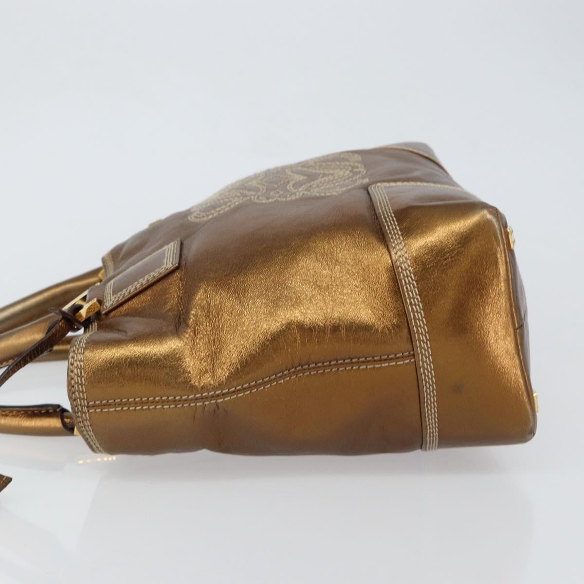 LOEWE Anagram Justa Hand Bag Leather Bronze Gold Auth 148910 - Jerrillo image 5