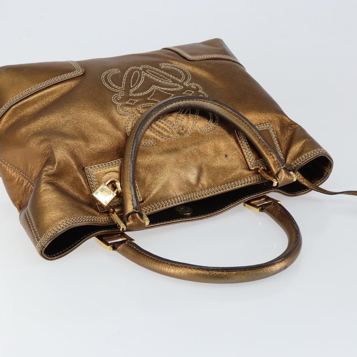 LOEWE Anagram Justa Hand Bag Leather Bronze Gold Auth 148910 - Jerrillo image 6