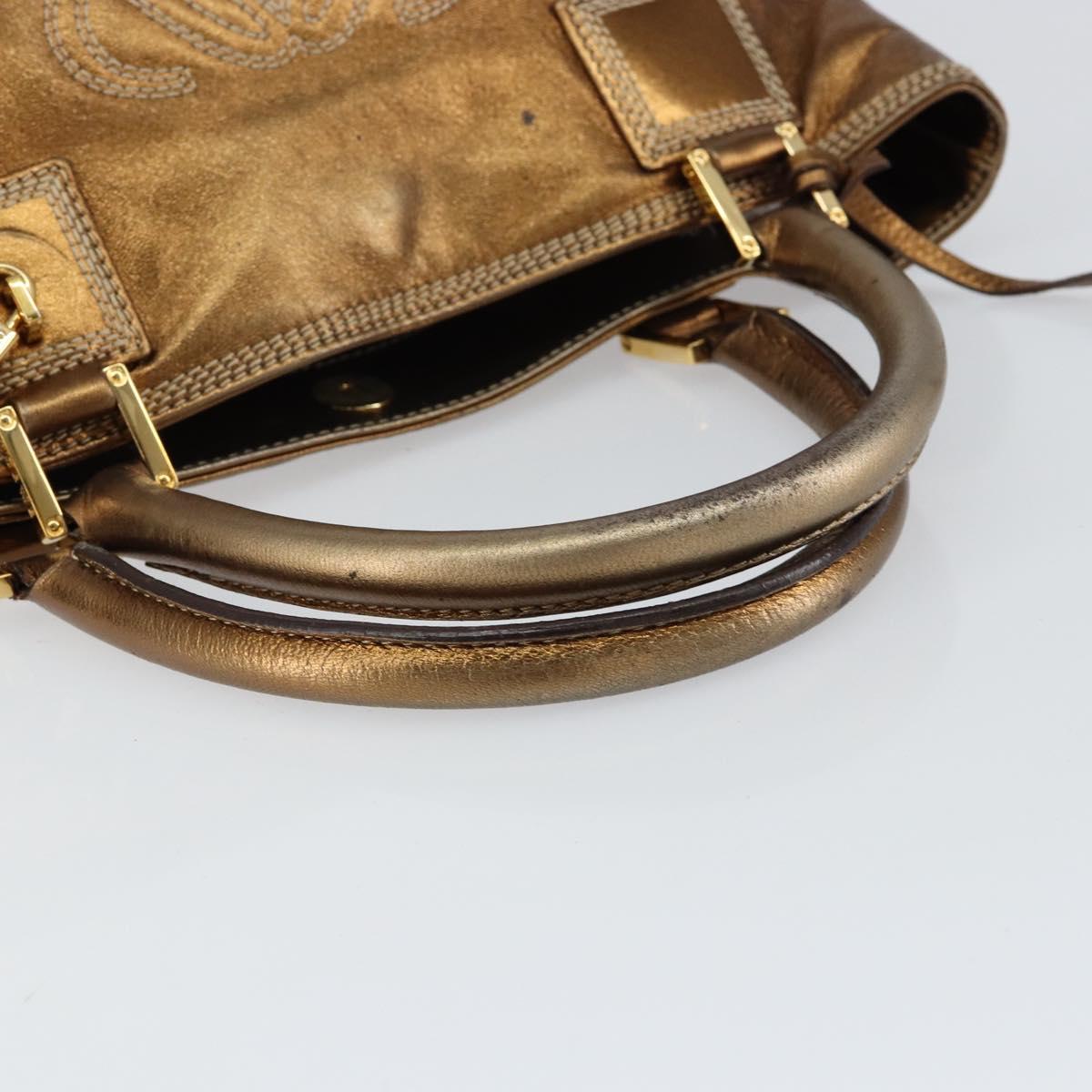 LOEWE Anagram Justa Hand Bag Leather Bronze Gold Auth 148910 - Jerrillo image 7