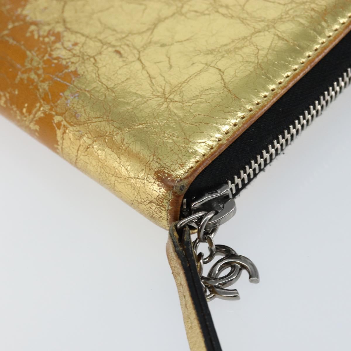 CHANEL Long Wallet Leather Gold Silver CC Auth 149215 - Jerrillo image 10