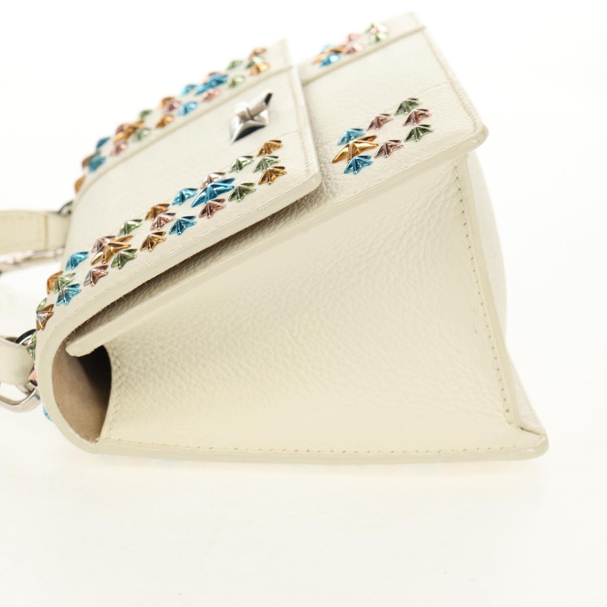 Jimmy Choo Studs Hand Bag Leather 2way White Silver Auth 149491M - Jerrillo image 4