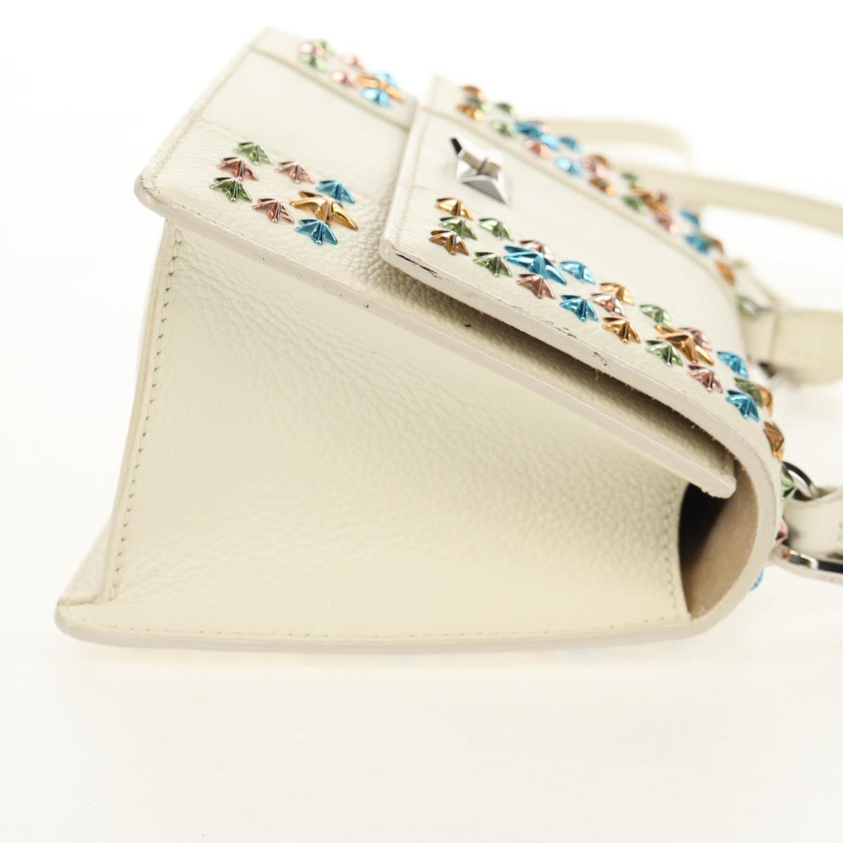 Jimmy Choo Studs Hand Bag Leather 2way White Silver Auth 149491M - Jerrillo image 5