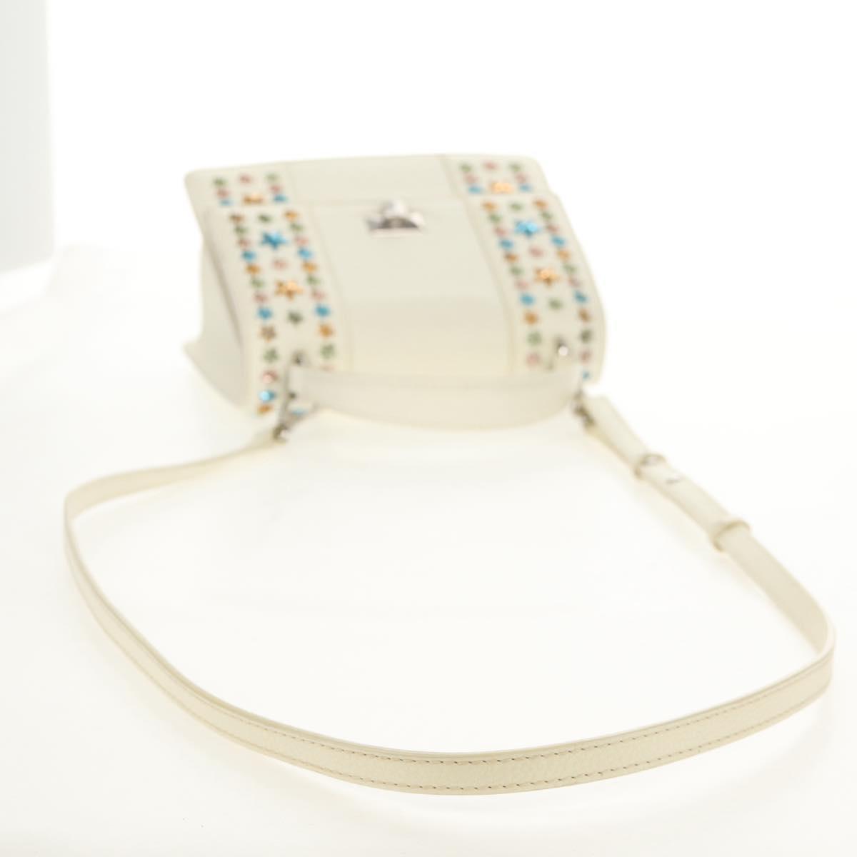 Jimmy Choo Studs Hand Bag Leather 2way White Silver Auth 149491M - Jerrillo image 9