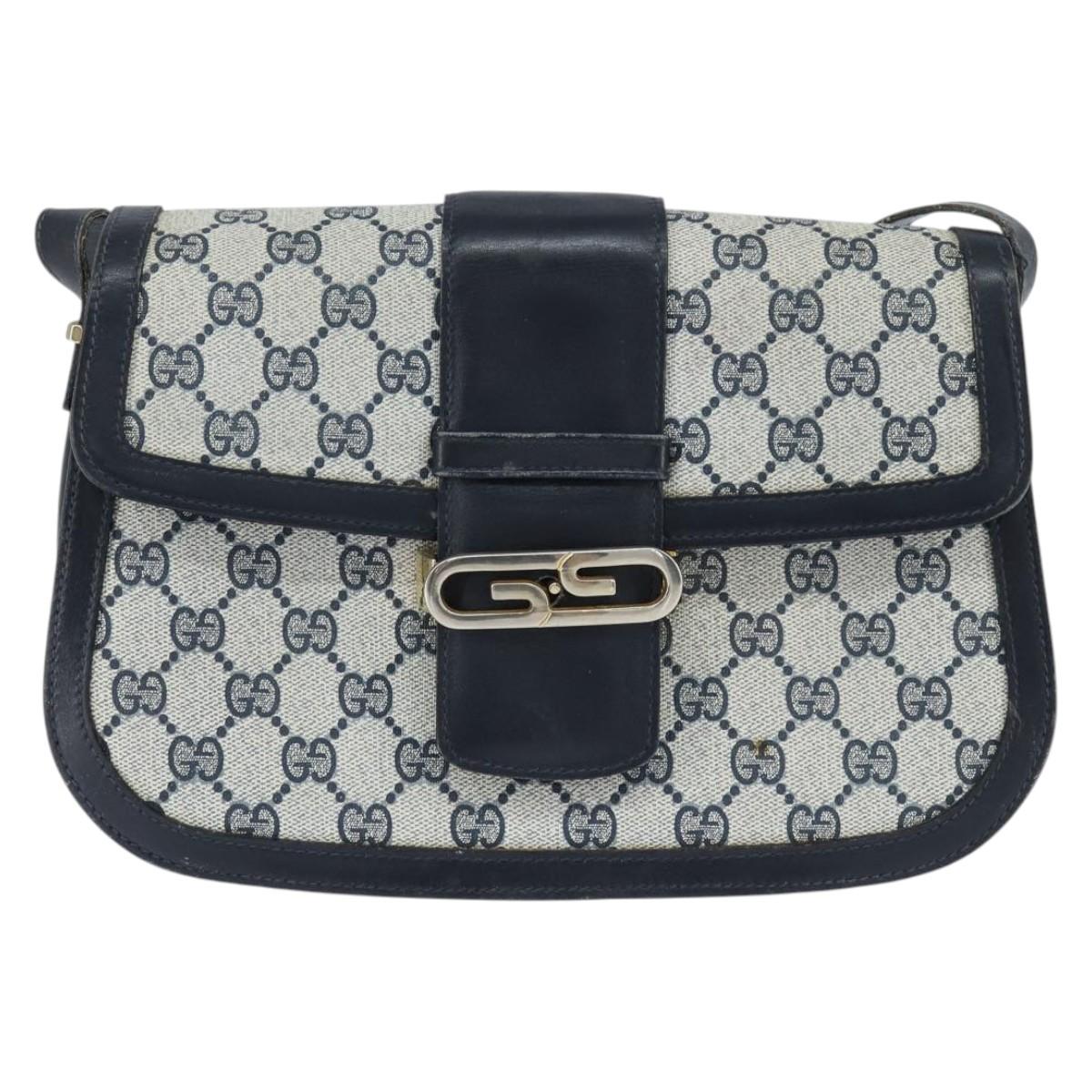 GUCCI GG Supreme Shoulder Bag PVC Navy Gold Auth 150027 - Jerrillo image 2