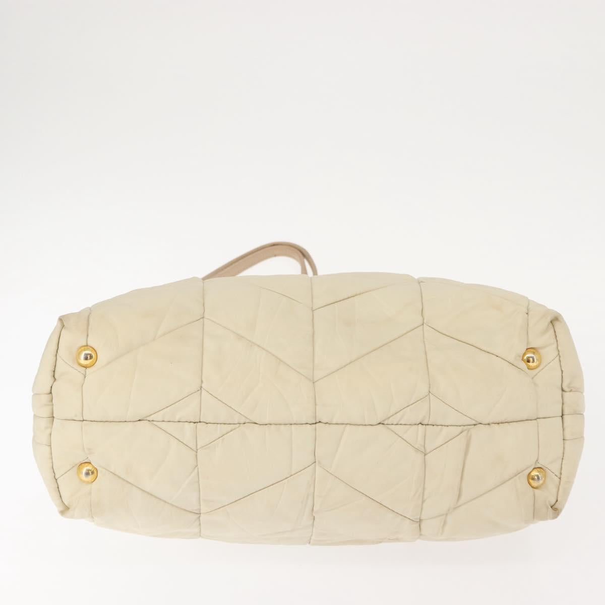 PRADA Chain Tote Bag Nylon Ivory Gold Auth 150390 - Jerrillo image 6