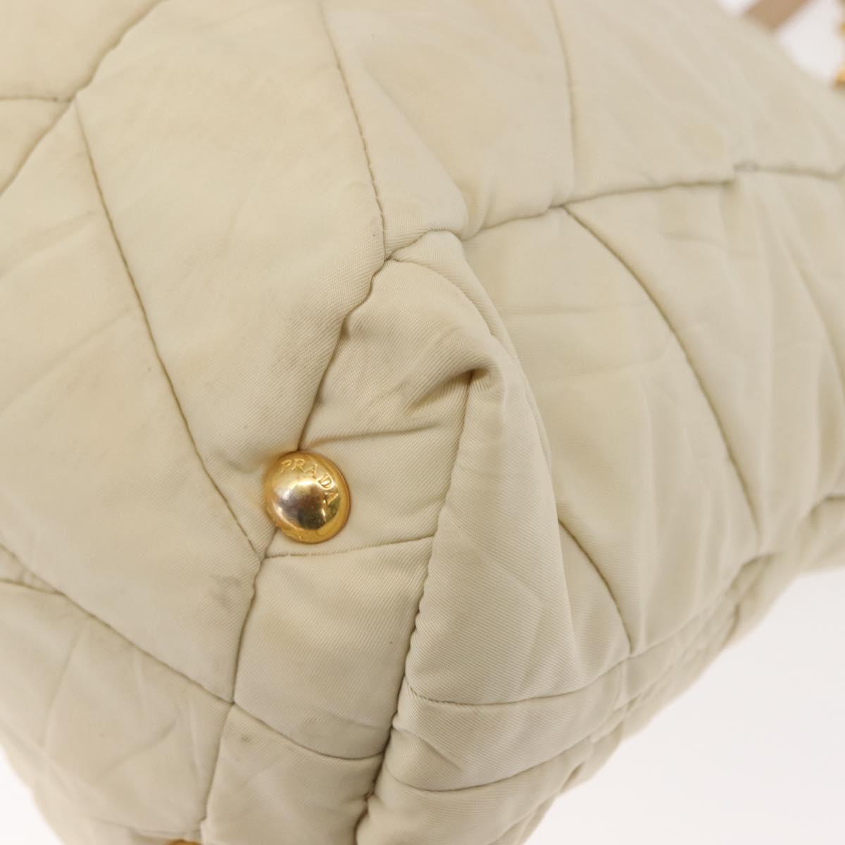 PRADA Chain Tote Bag Nylon Ivory Gold Auth 150390 - Jerrillo image 10