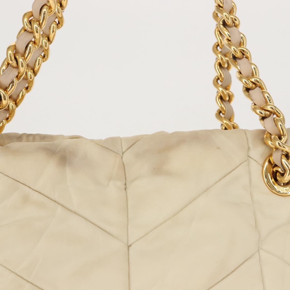 PRADA Chain Tote Bag Nylon Ivory Gold Auth 150390 - Jerrillo image 3