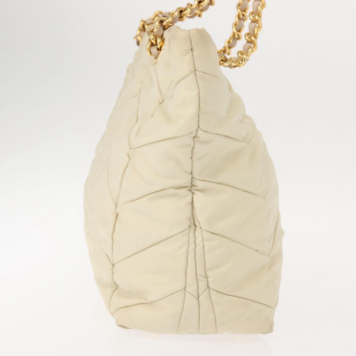 PRADA Chain Tote Bag Nylon Ivory Gold Auth 150390 - Jerrillo image 5
