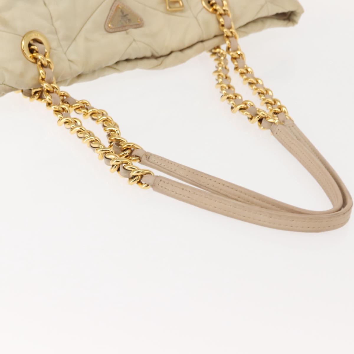 PRADA Chain Tote Bag Nylon Ivory Gold Auth 150390 - Jerrillo image 8