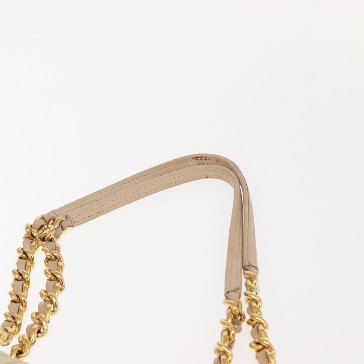 PRADA Chain Tote Bag Nylon Ivory Gold Auth 150390 - Jerrillo image 9