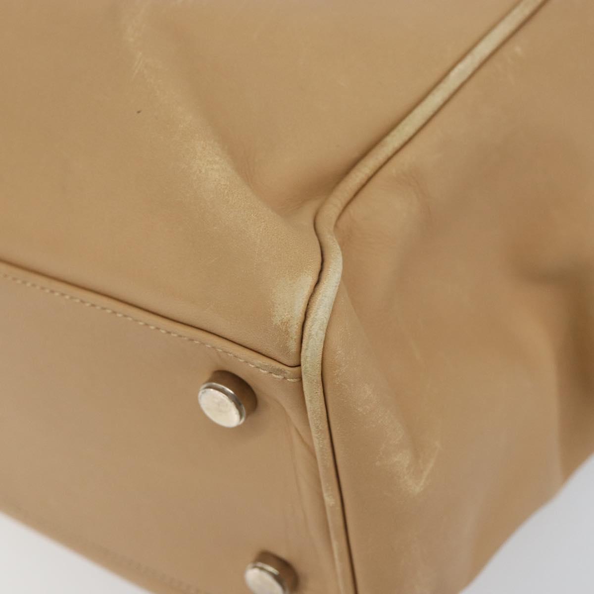 Salvatore Ferragamo Gancini Hand Bag Leather 2way Beige Silver Auth 150400 - Jerrillo image 10