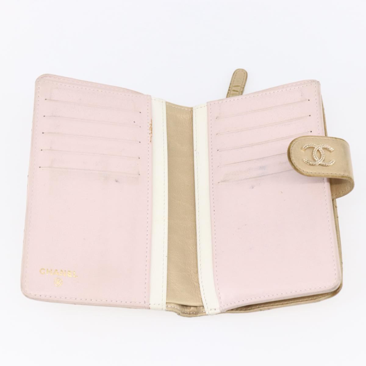 CHANEL Matelasse Compact Wallet Leather Gold CC Auth 150602 - Jerrillo image 9