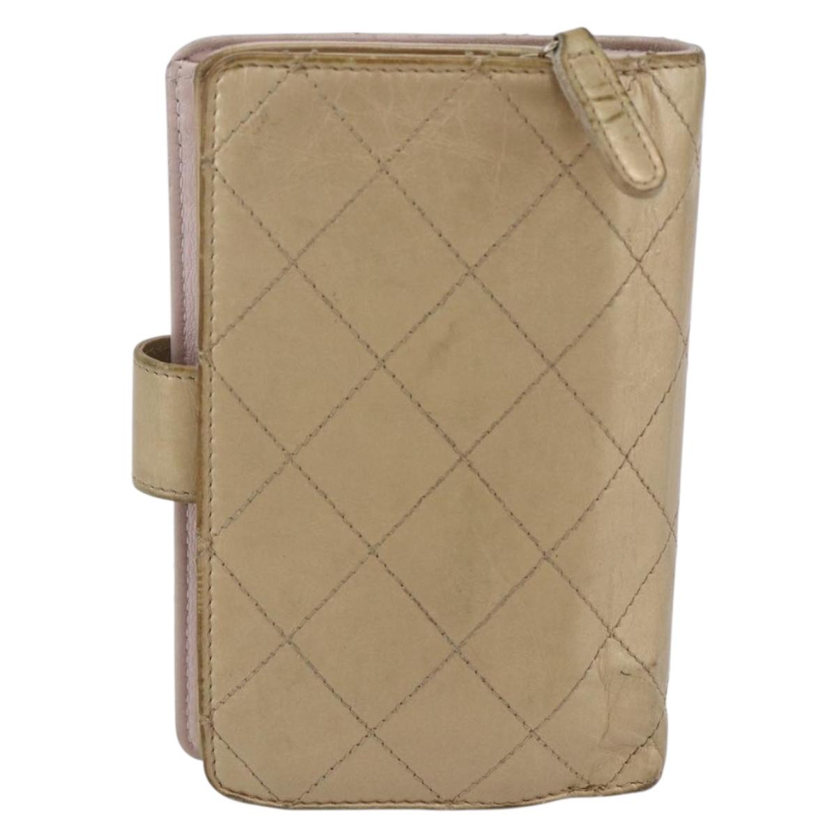 CHANEL Matelasse Compact Wallet Leather Gold CC Auth 150602 - Jerrillo image 2