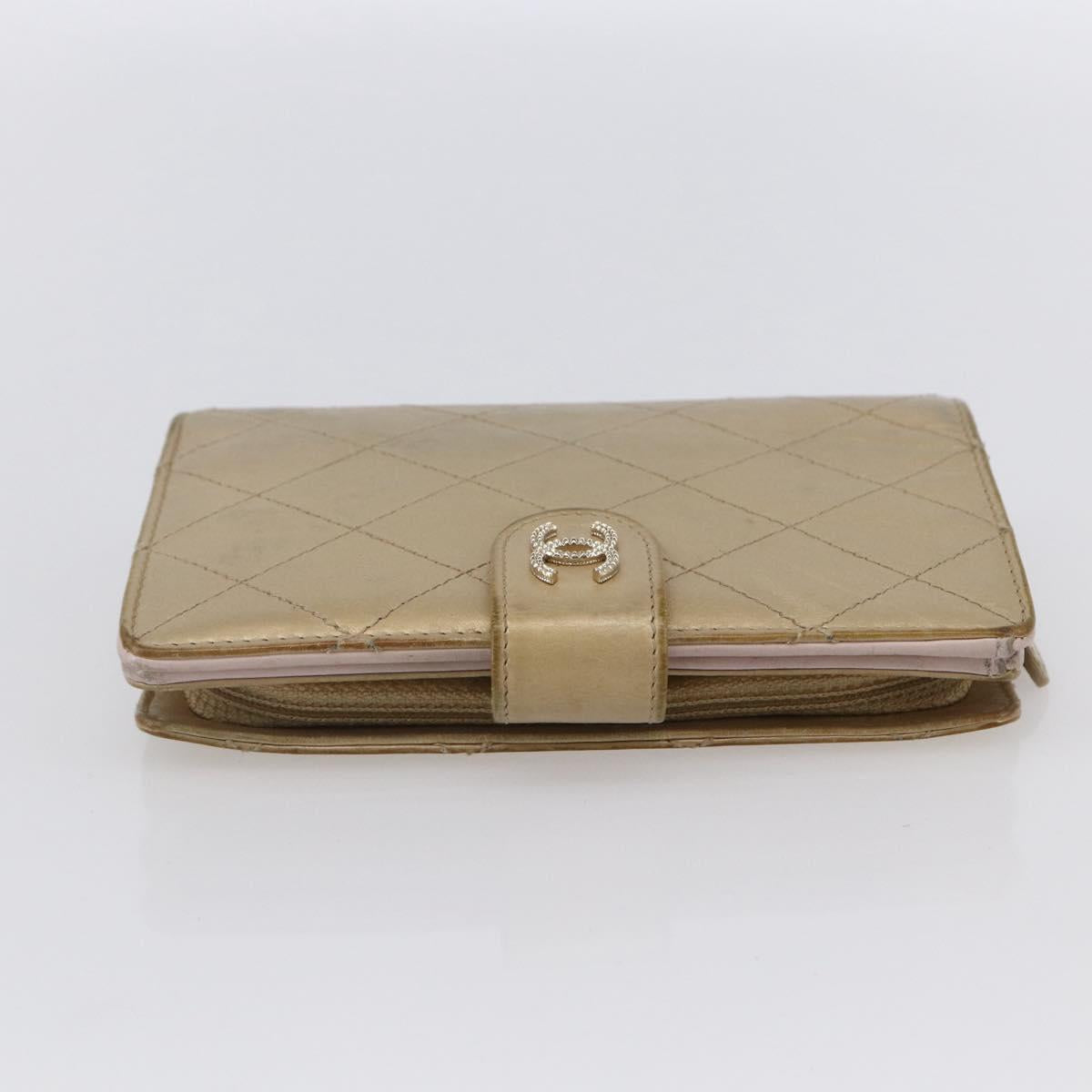 CHANEL Matelasse Compact Wallet Leather Gold CC Auth 150602 - Jerrillo image 4