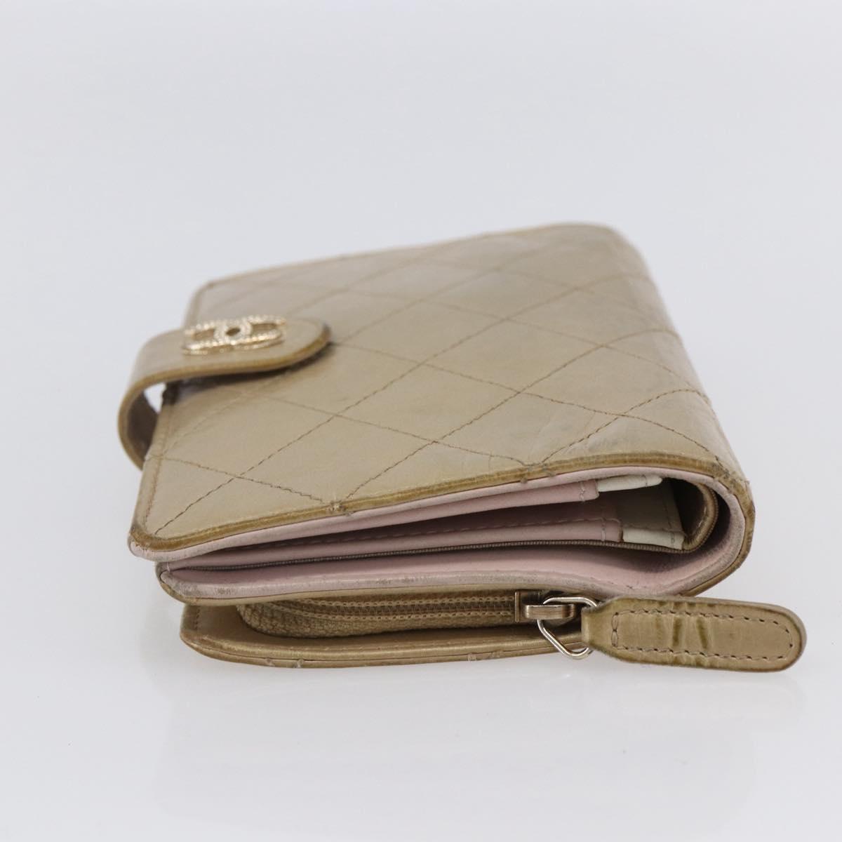 CHANEL Matelasse Compact Wallet Leather Gold CC Auth 150602 - Jerrillo image 5