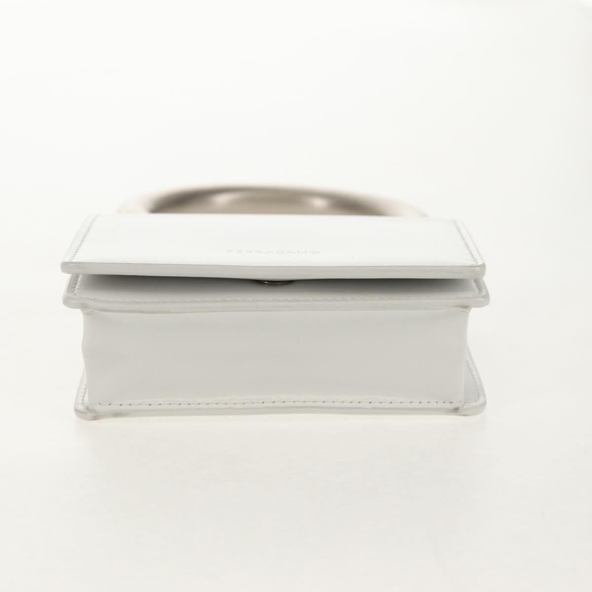 Salvatore Ferragamo Pouch Leather White Silver Auth 150881AV - Jerrillo image 6