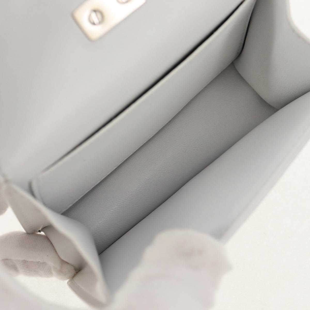Salvatore Ferragamo Pouch Leather White Silver Auth 150881AV - Jerrillo image 10