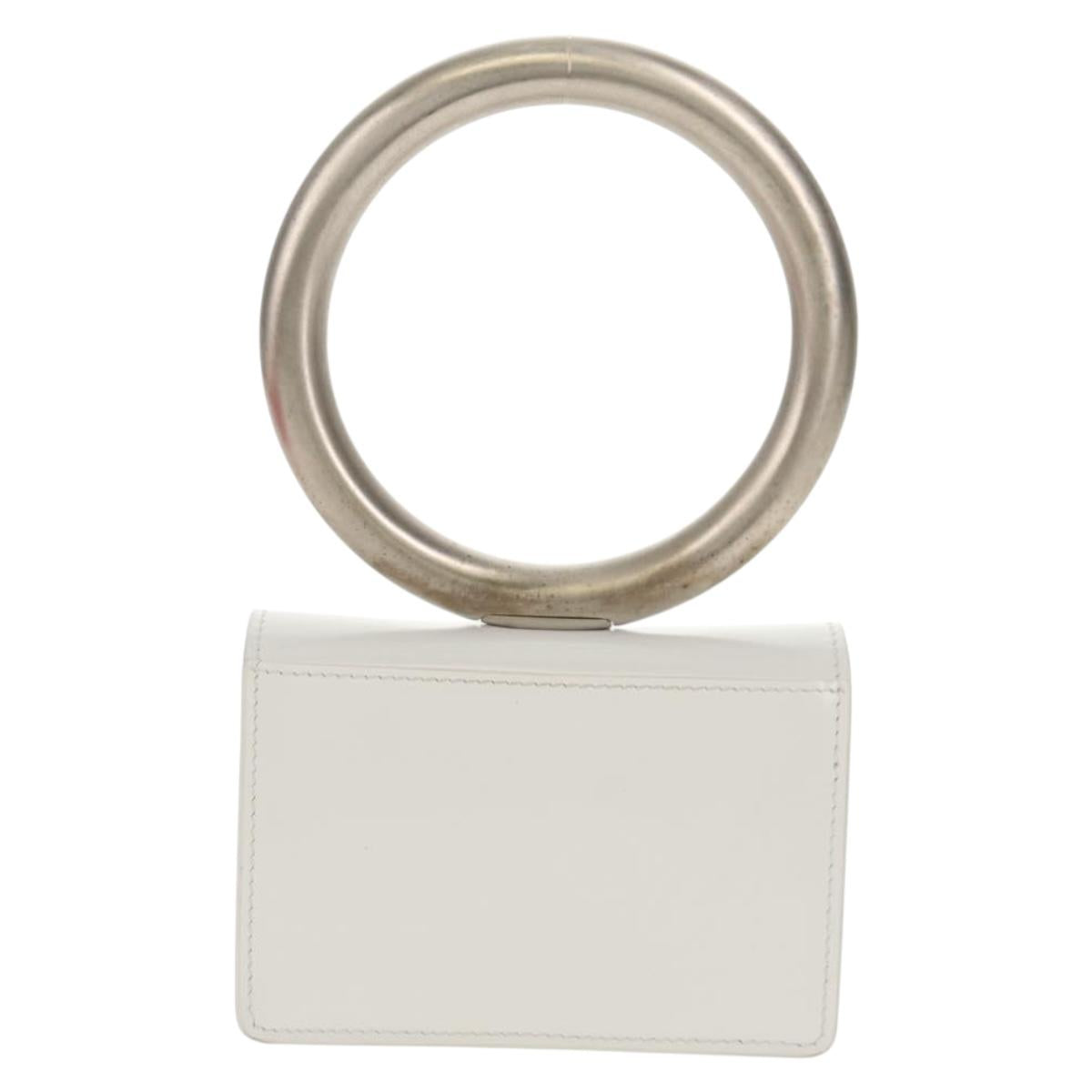 Salvatore Ferragamo Pouch Leather White Silver Auth 150881AV - Jerrillo image 2