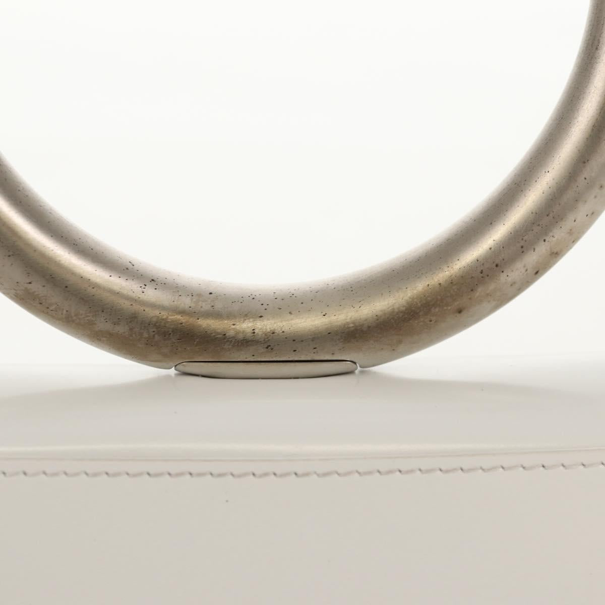 Salvatore Ferragamo Pouch Leather White Silver Auth 150881AV - Jerrillo image 3