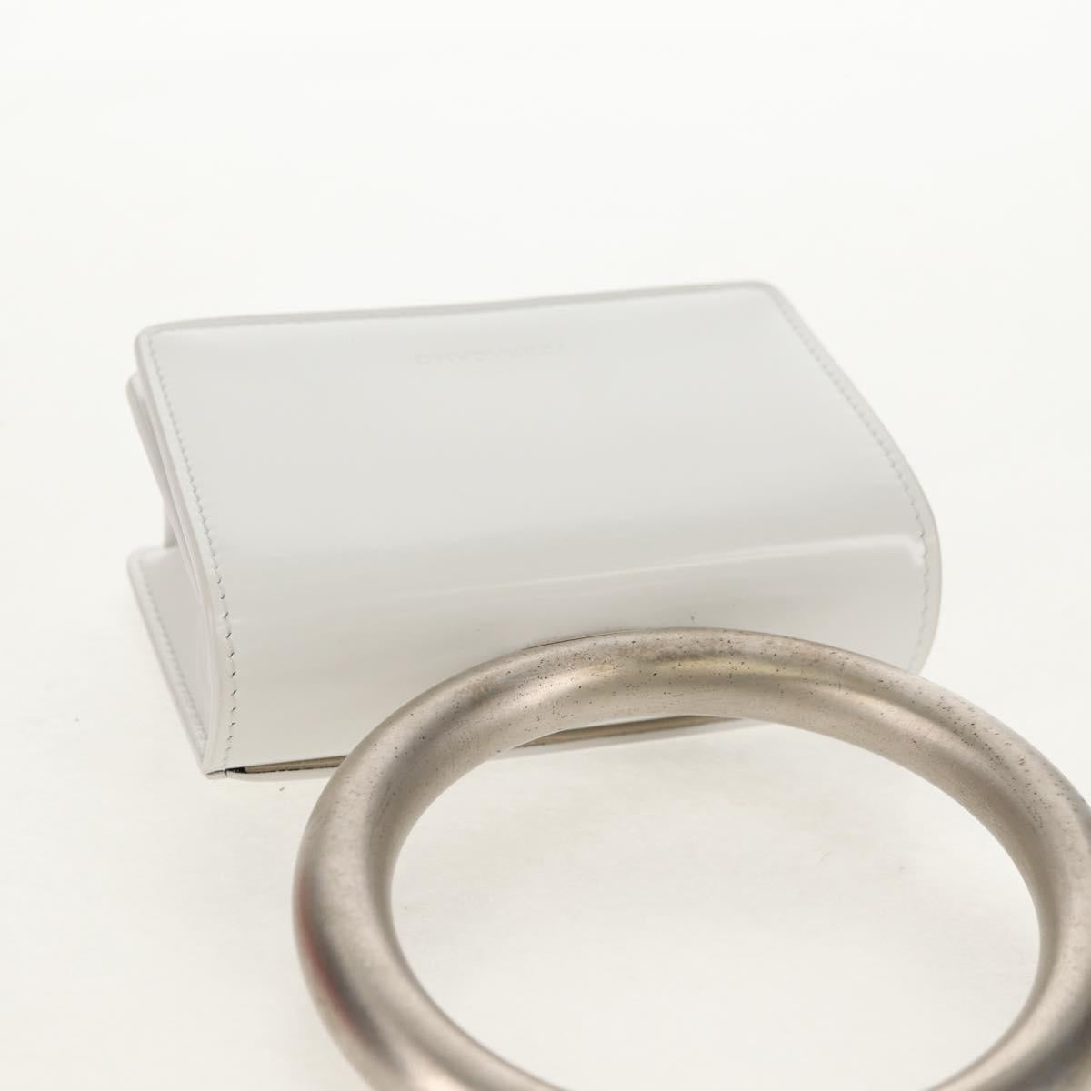 Salvatore Ferragamo Pouch Leather White Silver Auth 150881AV - Jerrillo image 7