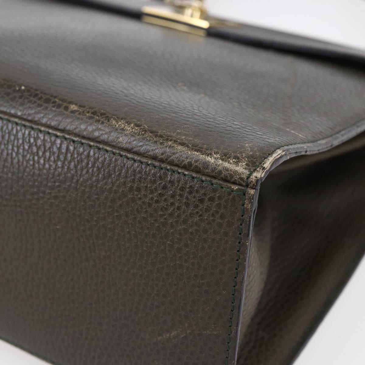 CELINE Hand Bag Leather Khaki Gold Auth 151041 - Jerrillo image 9