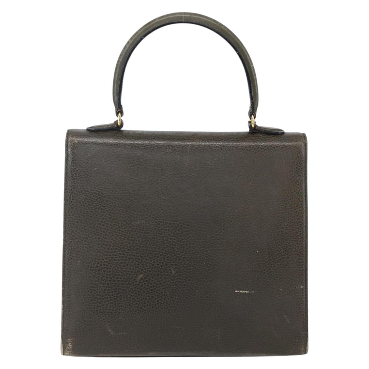 CELINE Hand Bag Leather Khaki Gold Auth 151041 - Jerrillo image 2