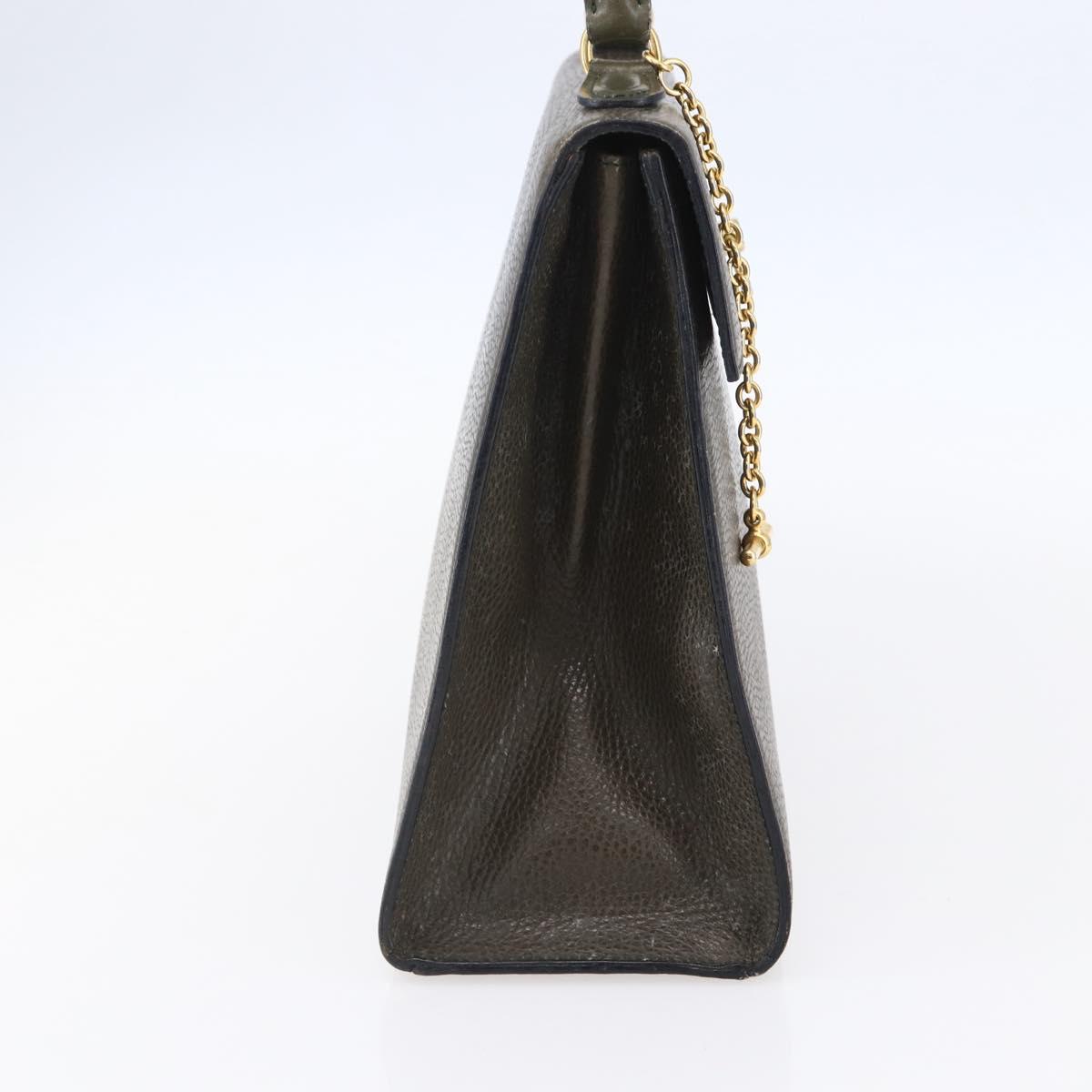 CELINE Hand Bag Leather Khaki Gold Auth 151041 - Jerrillo image 3