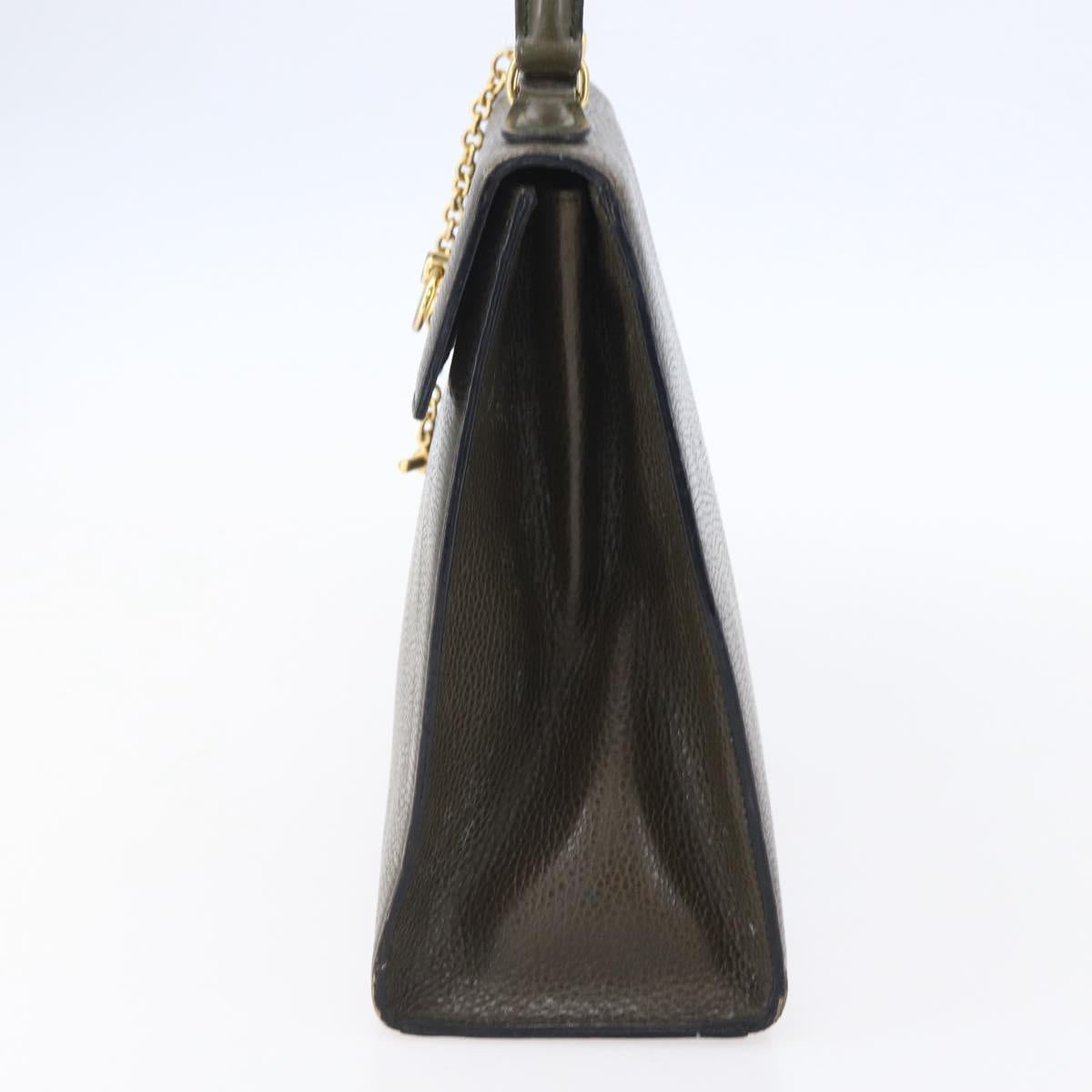 CELINE Hand Bag Leather Khaki Gold Auth 151041 - Jerrillo image 4