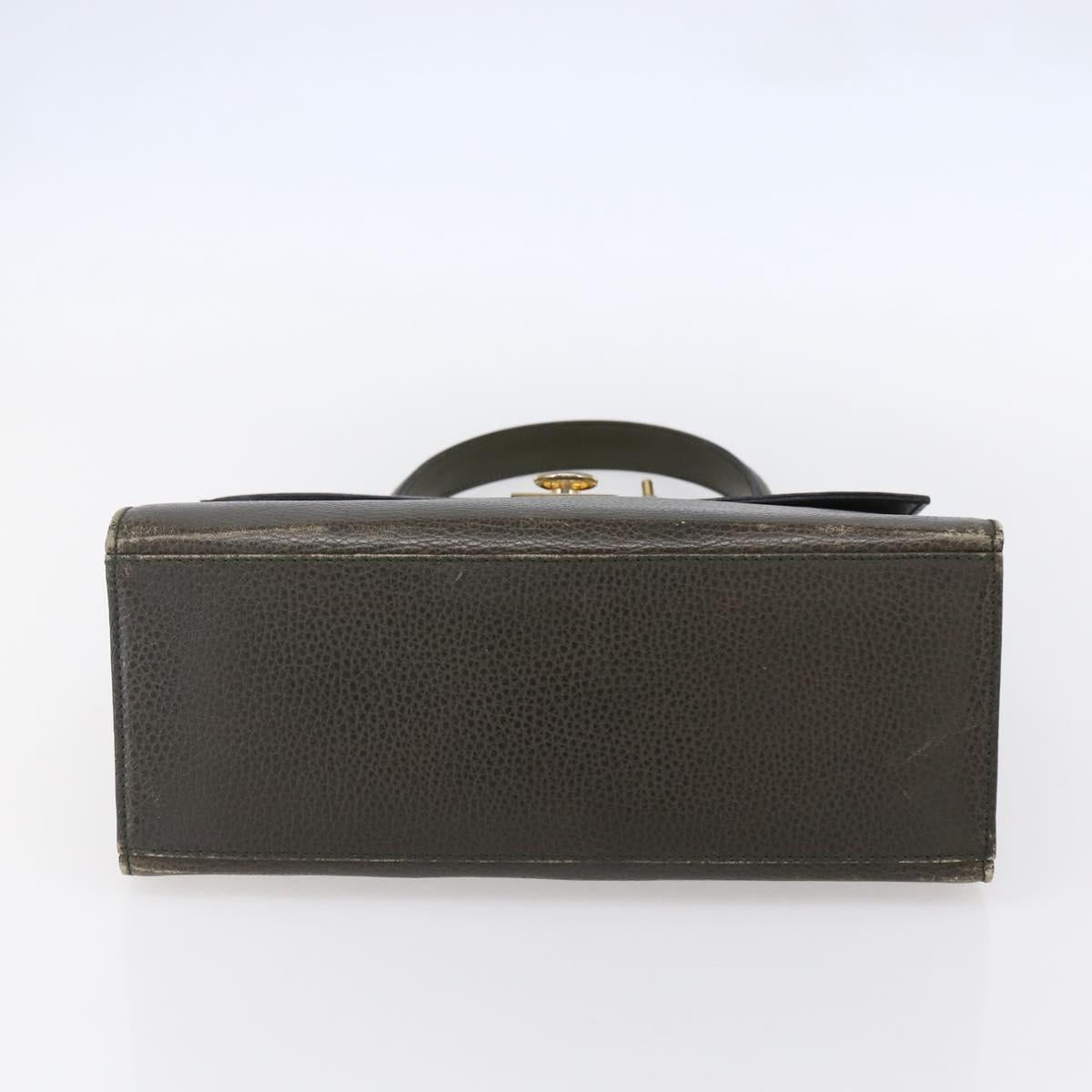 CELINE Hand Bag Leather Khaki Gold Auth 151041 - Jerrillo image 5