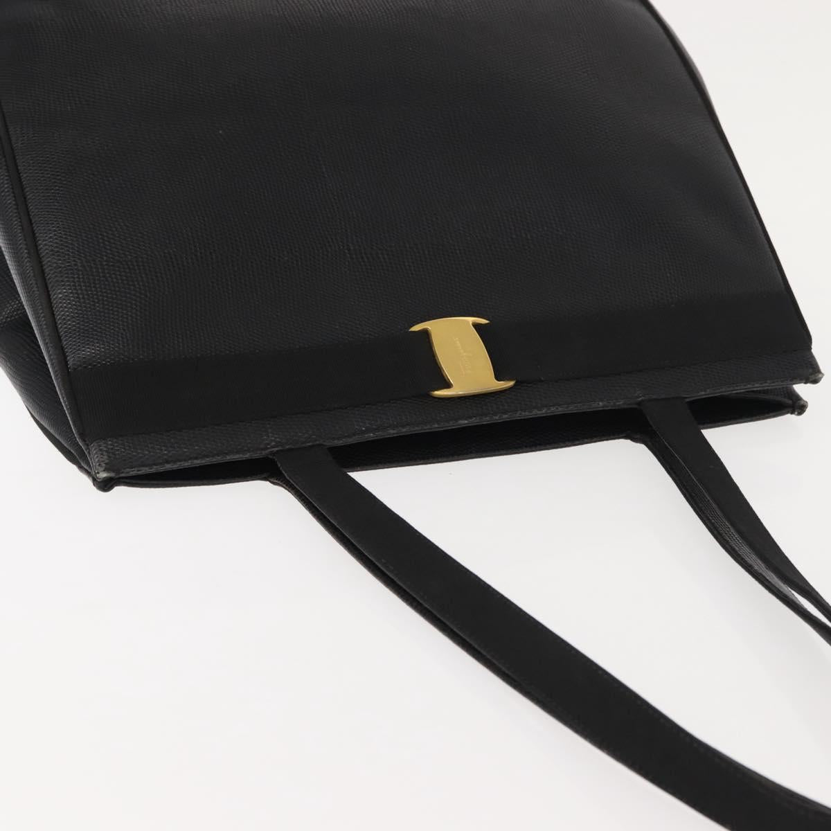 Salvatore Ferragamo Tote Bag Leather Black Gold Auth 151882 - Jerrillo image 6