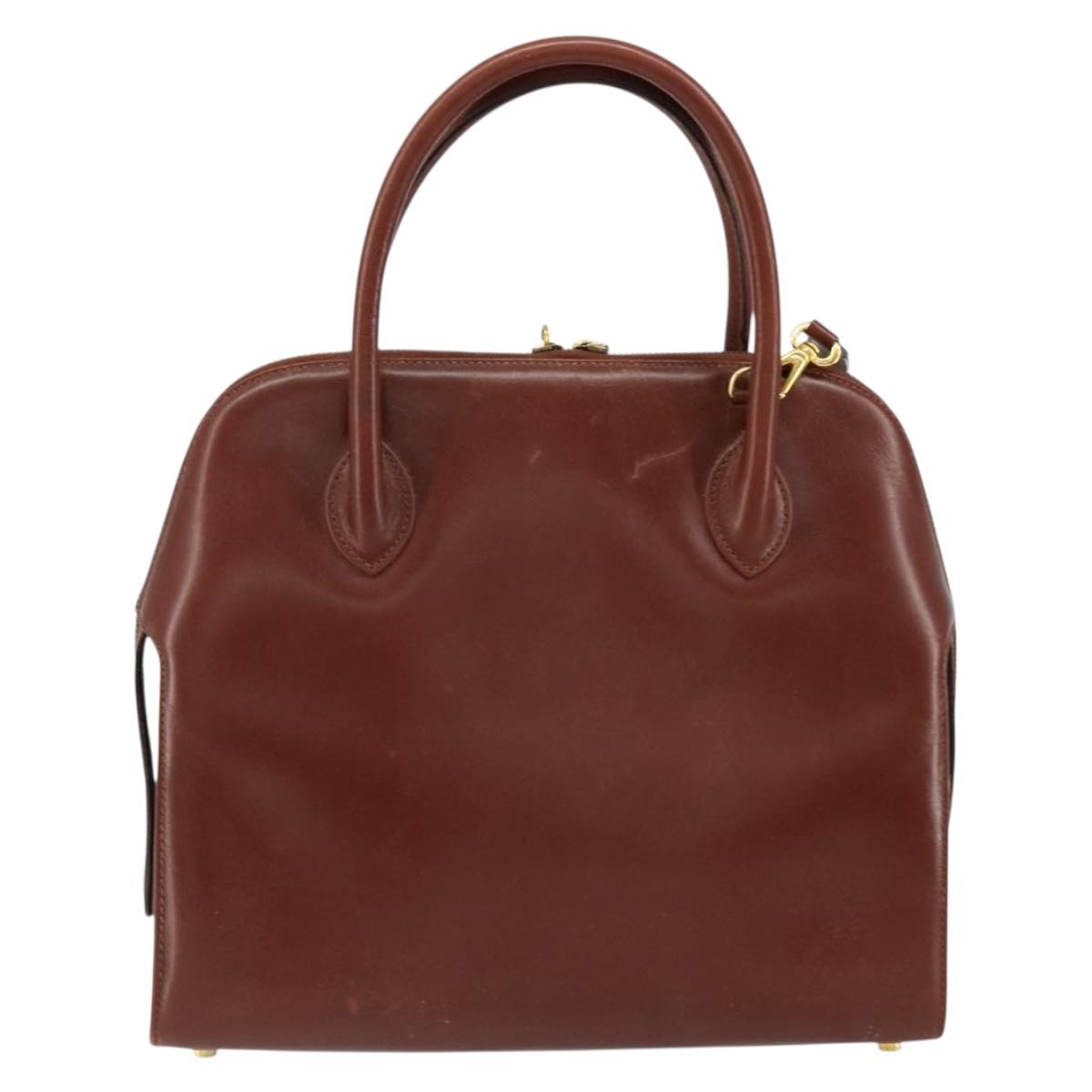 Salvatore Ferragamo Hand Bag Leather 2way Brown Gold Auth 151957 - Jerrillo image 3