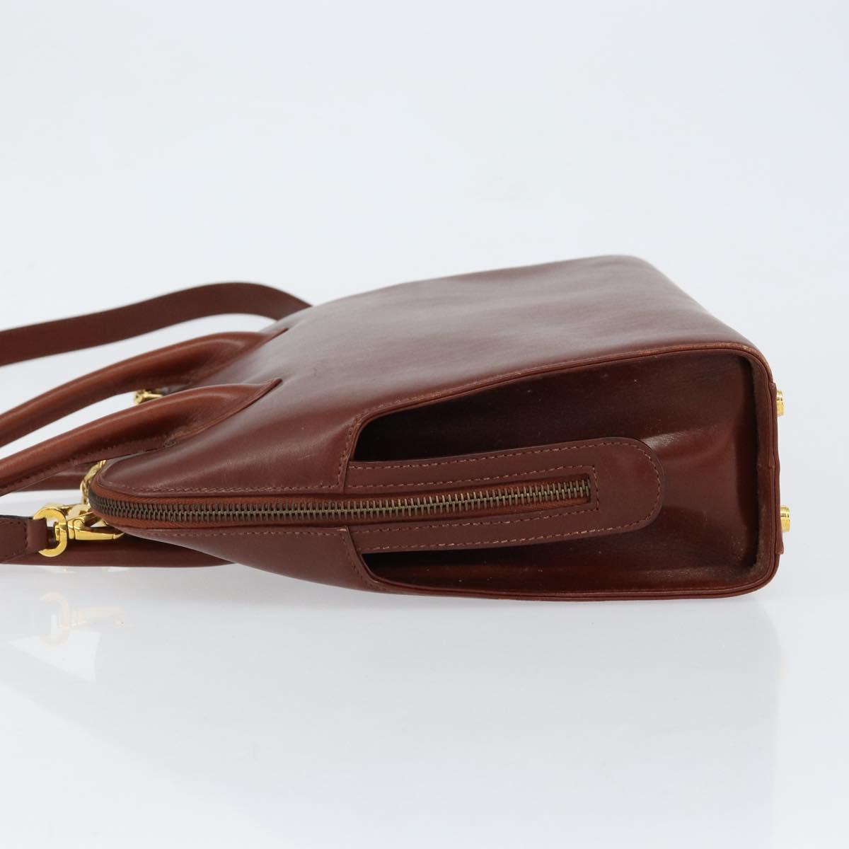 Salvatore Ferragamo Hand Bag Leather 2way Brown Gold Auth 151957 - Jerrillo image 5