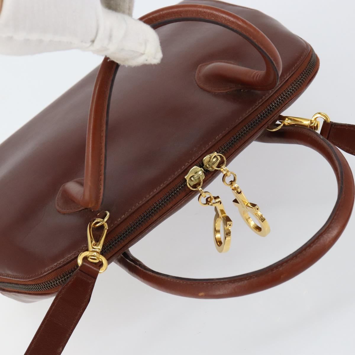 Salvatore Ferragamo Hand Bag Leather 2way Brown Gold Auth 151957 - Jerrillo image 6