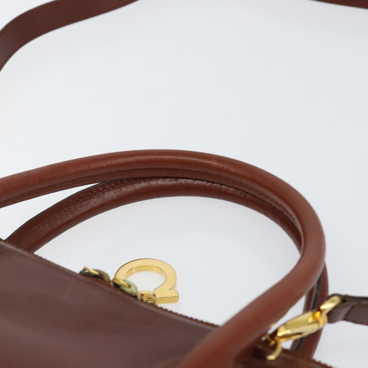 Salvatore Ferragamo Hand Bag Leather 2way Brown Gold Auth 151957 - Jerrillo image 8