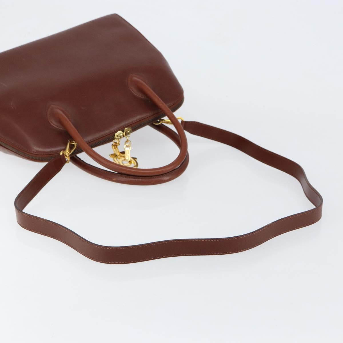 Salvatore Ferragamo Hand Bag Leather 2way Brown Gold Auth 151957 - Jerrillo image 9