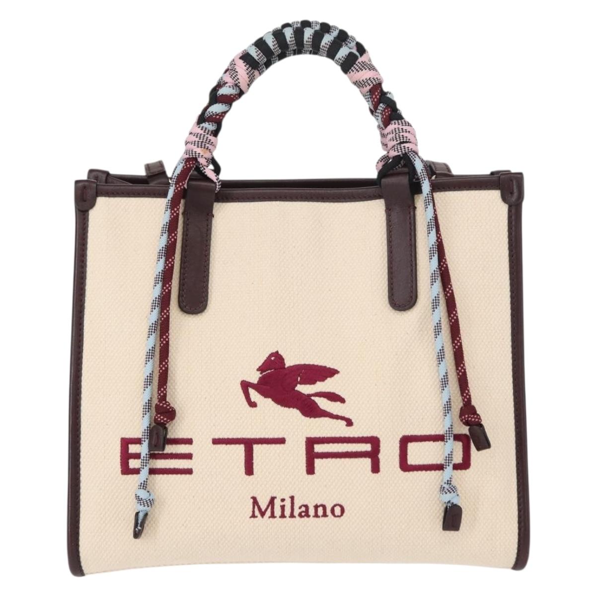 ETRO Tote Bag Canvas 2way White Gold Auth 152152 - Jerrillo image 2